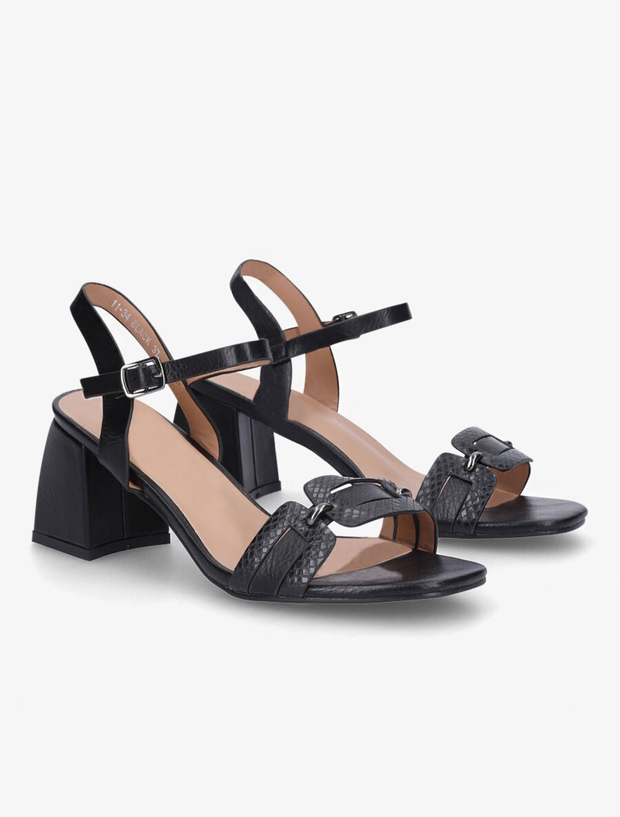 Sandales en simili effet python - Noir - 4
