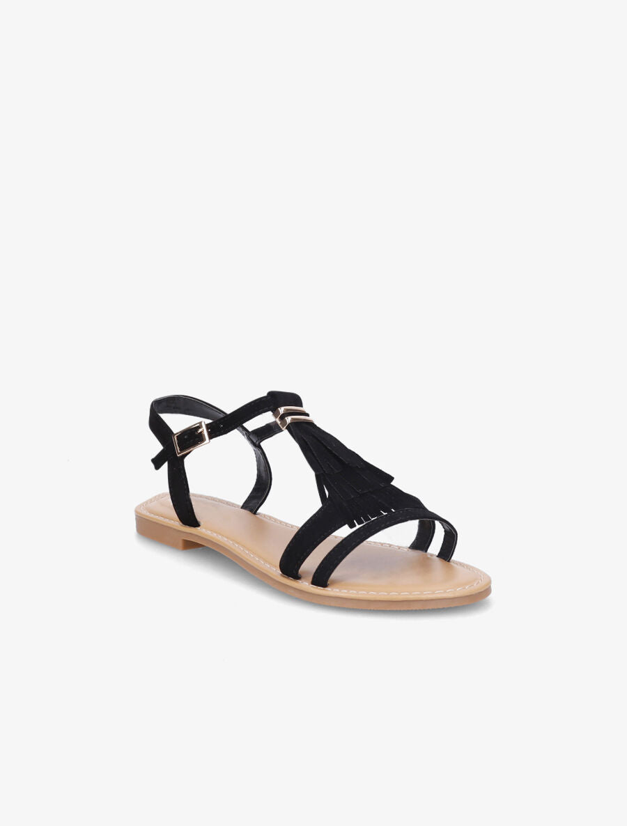 Nu-pieds à franges - Noir - 2