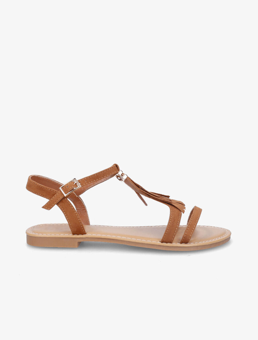 Nu-pieds à franges - Camel - 1