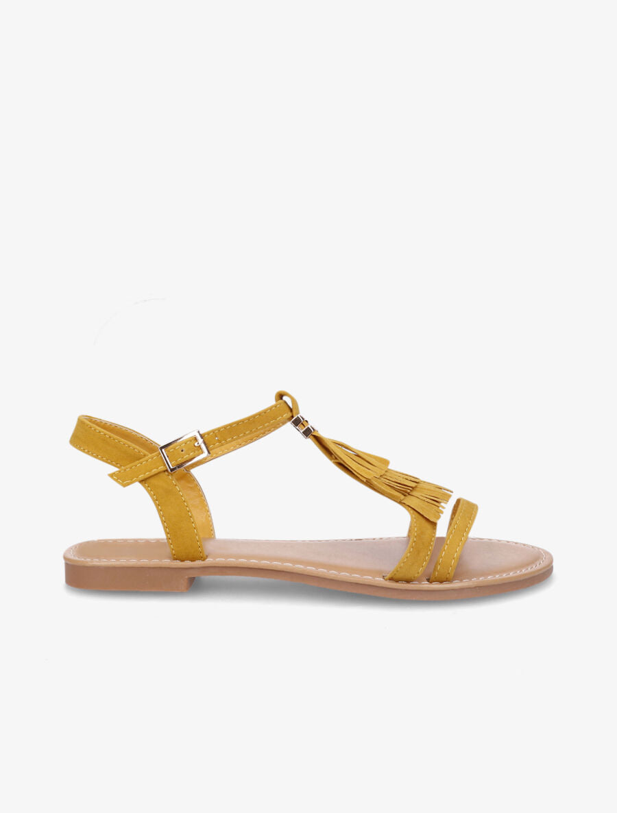 Nu-pieds à franges - Moutarde - 1