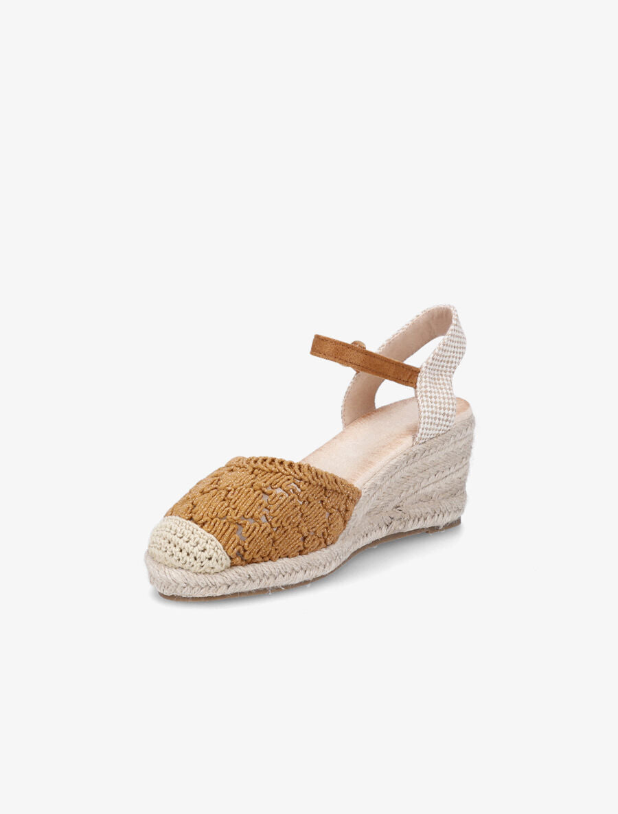 Sandales compensées bi-matière style espadrilles - Camel - 3