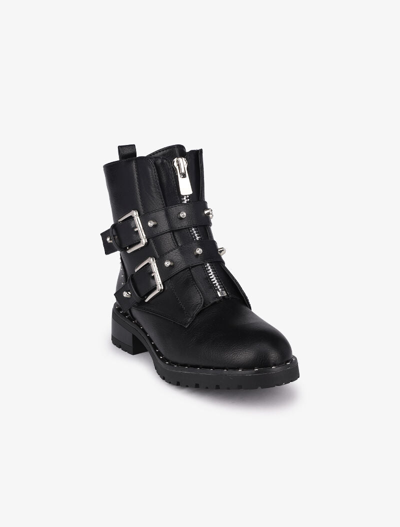 Boots en simili cloutées - Noir - 3