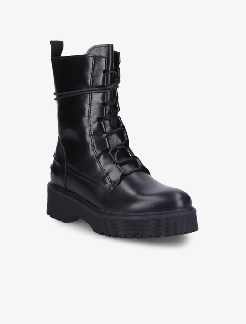 Bottines à plateforme et lacets stylisés - Noir - 3