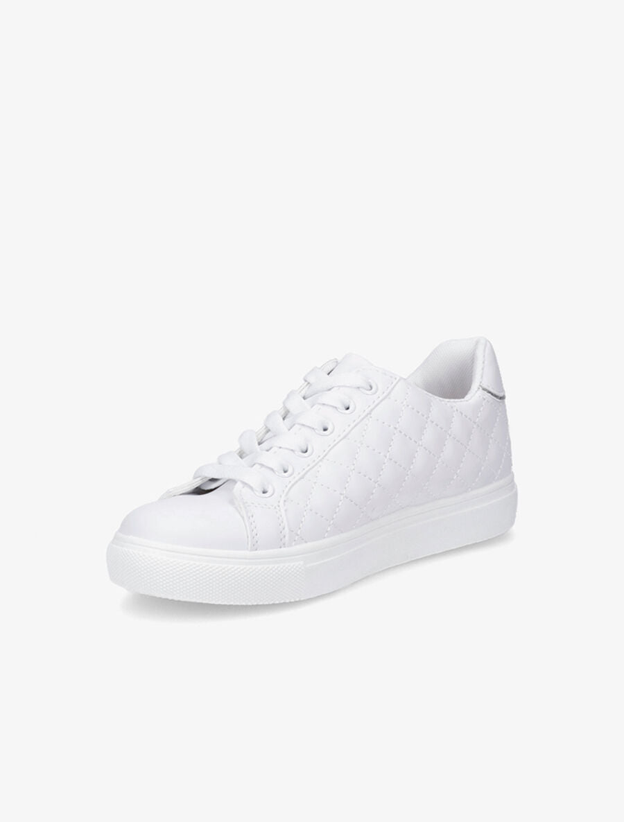 Sneakers en simili matelassés - Blanc - 3