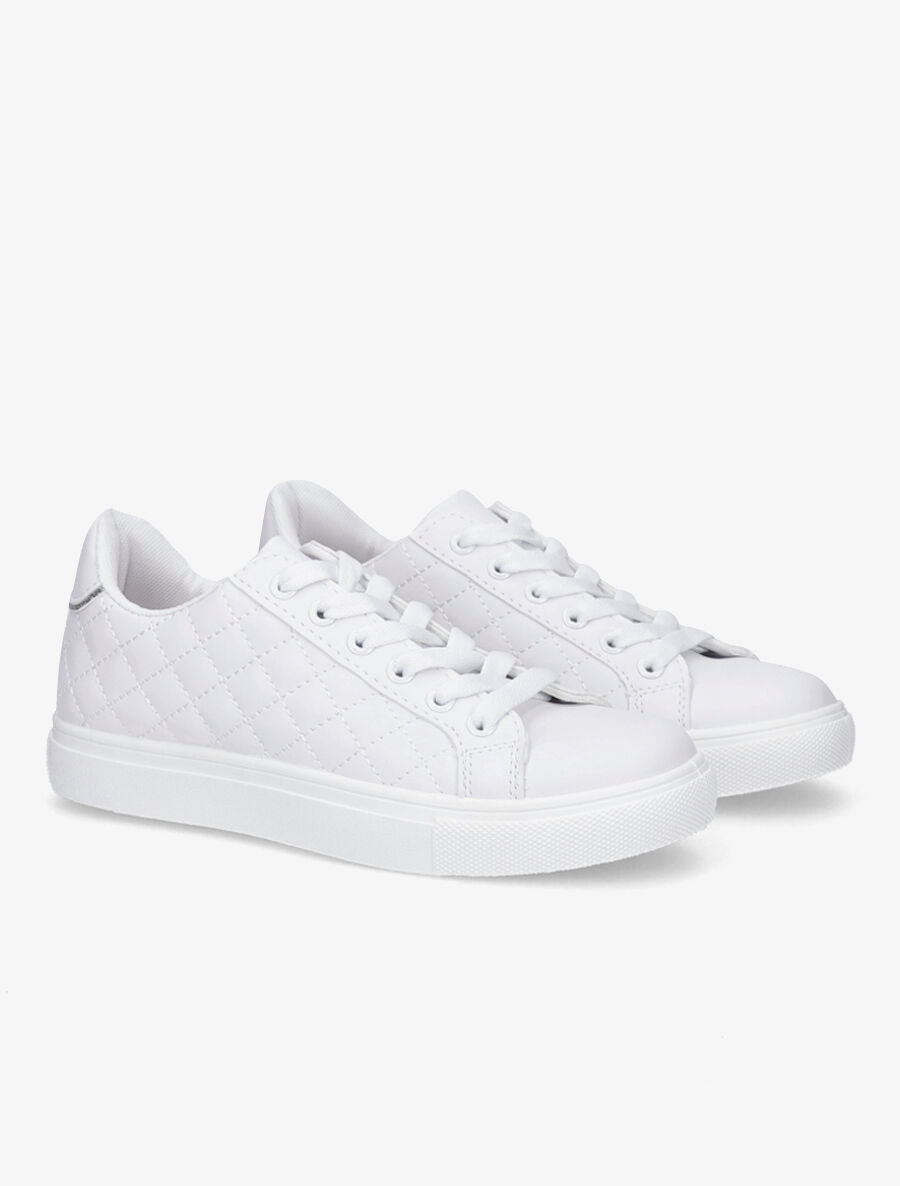 Sneakers en simili matelassés - Blanc - 4