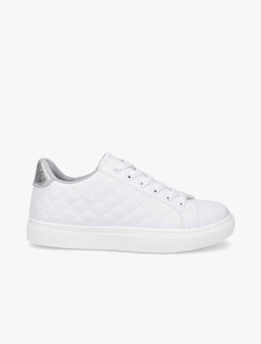 Sneakers en simili matelassés - Argent - 1