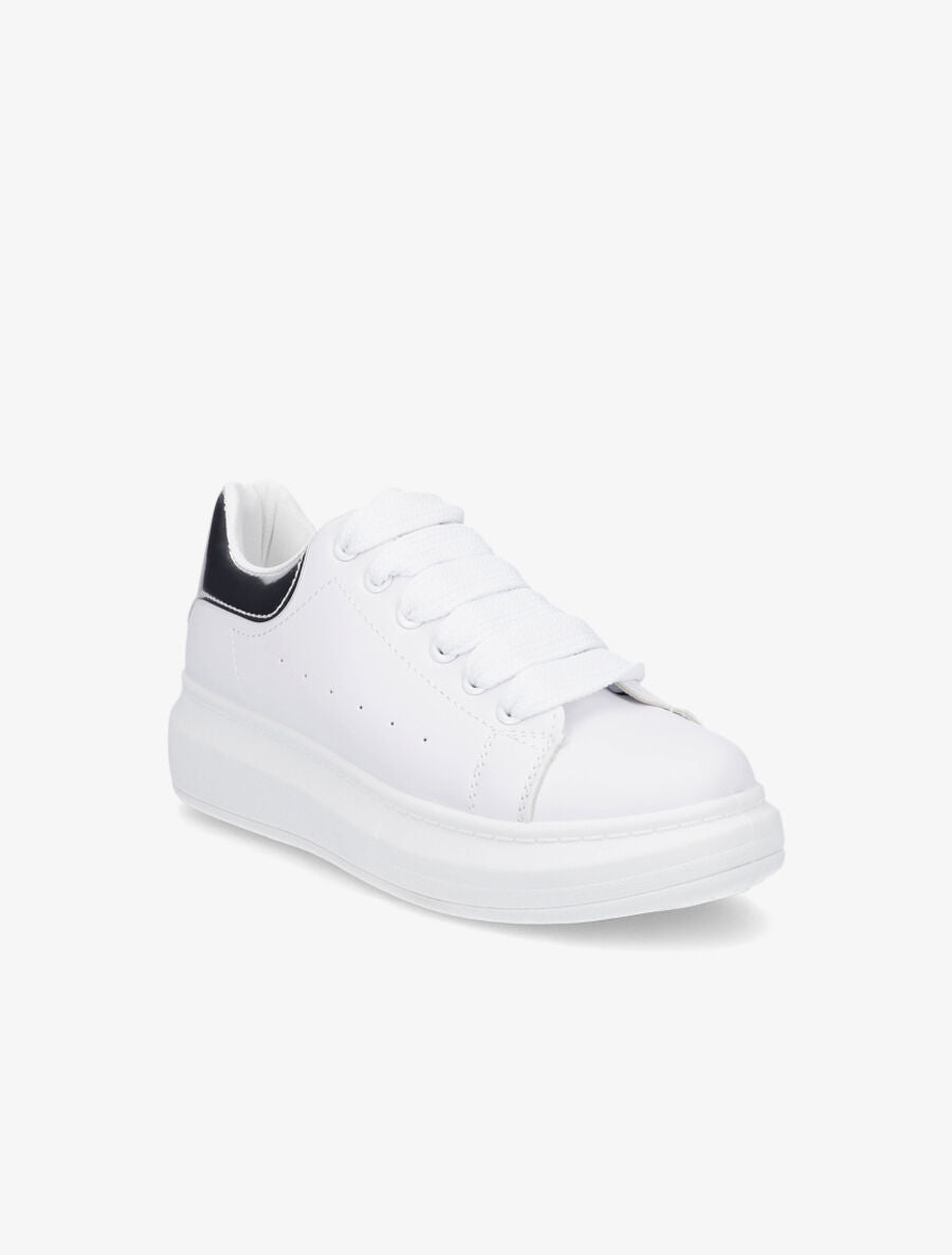 Sneakers à contrefort contrastant et lacets larges - Argent - 2