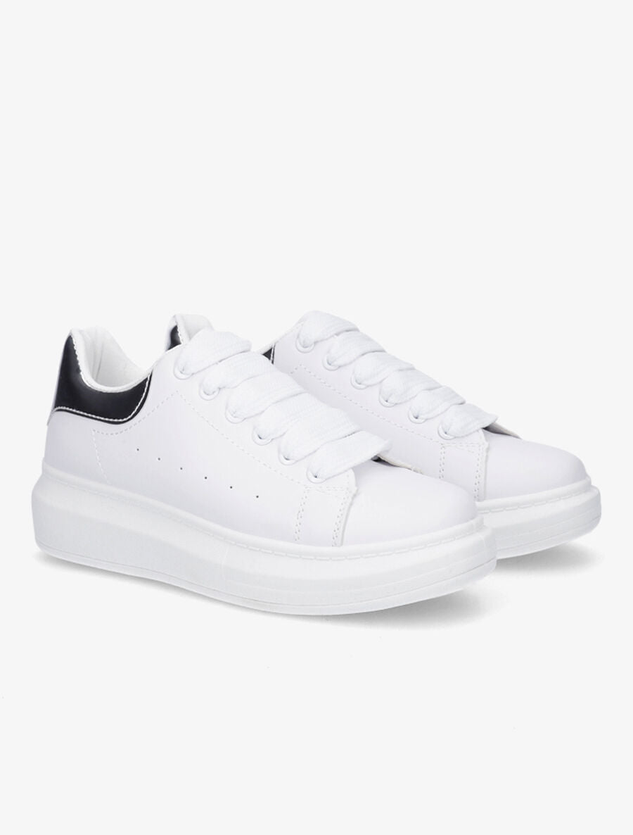 Sneakers à contrefort contrastant et lacets larges - Argent - 4