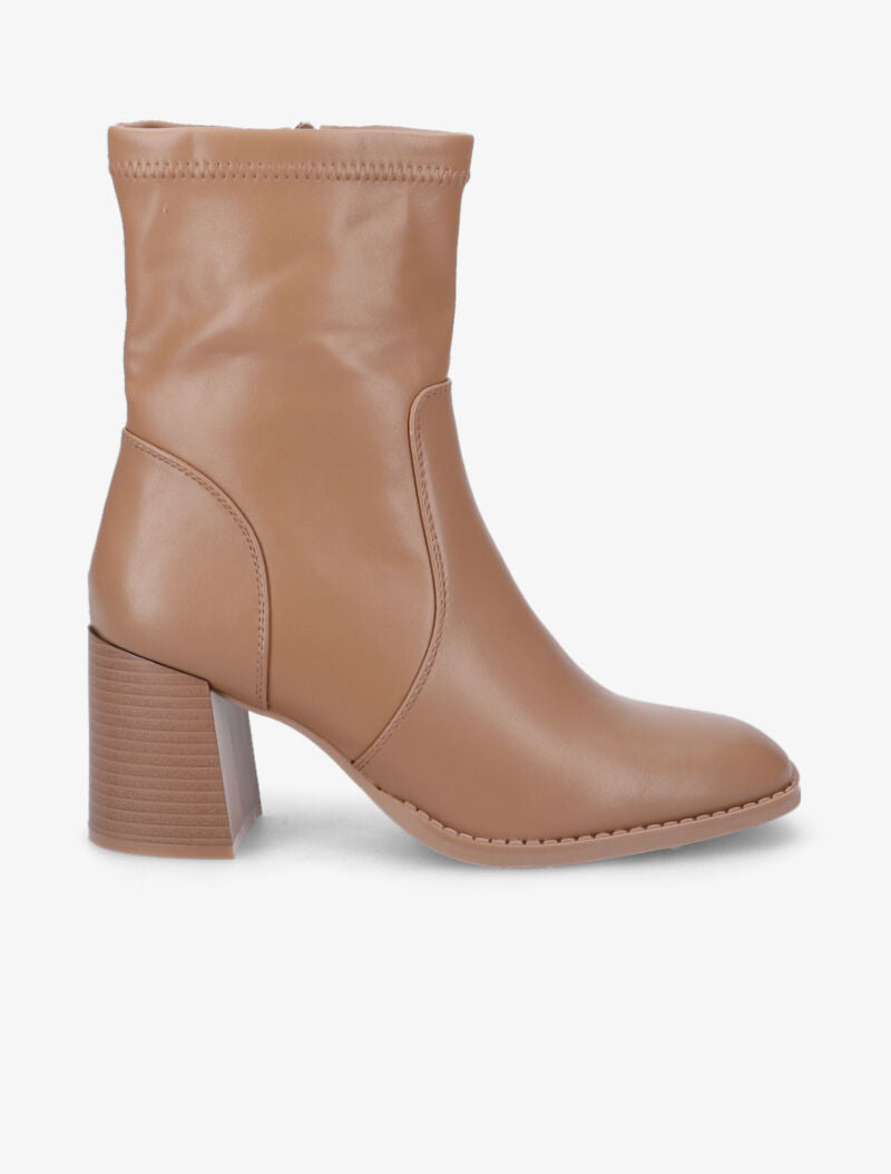 Bottines à talon à bouts carrés - Camel - 2