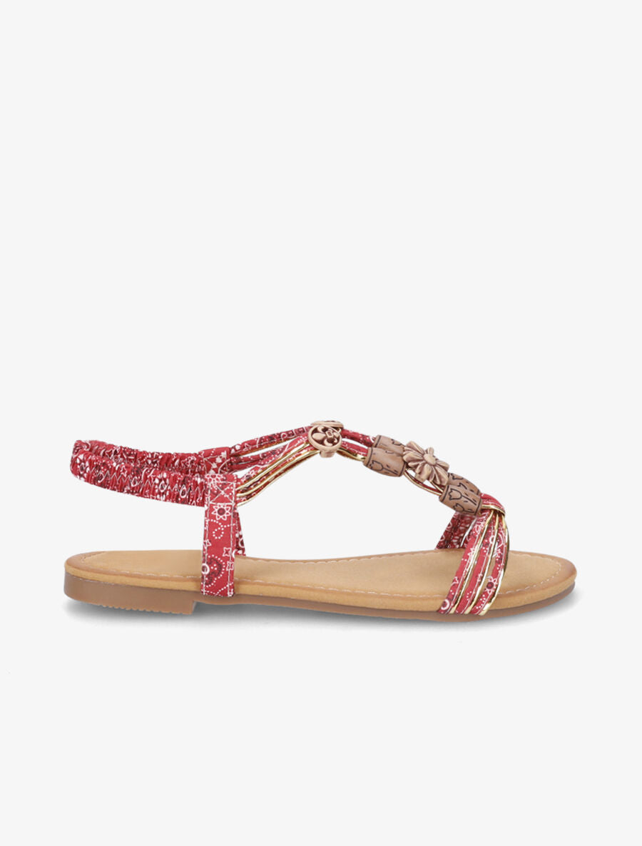 Nu-pieds imprimés et tour de cheville élastiqué - Rouge - 5