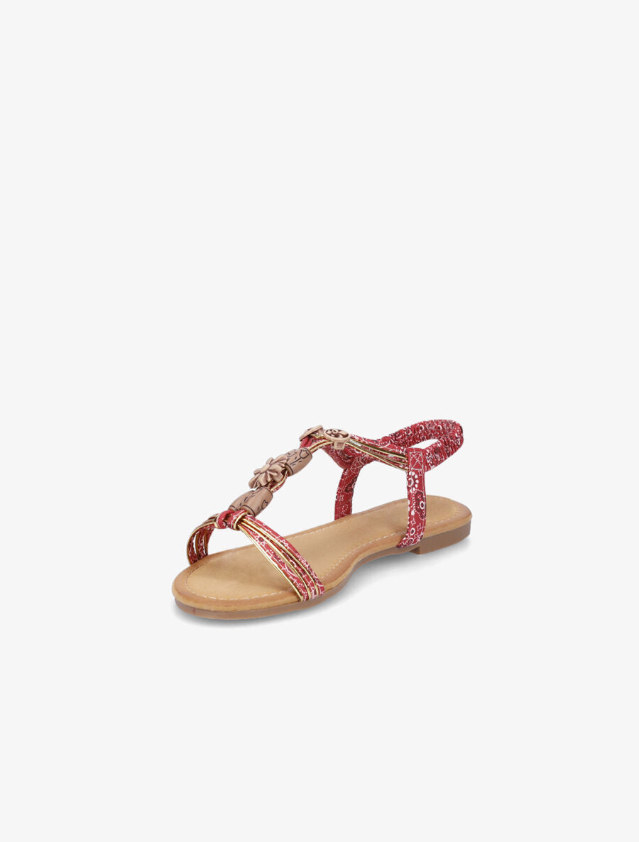 Nu-pieds imprimés et tour de cheville élastiqué - Rouge - 3