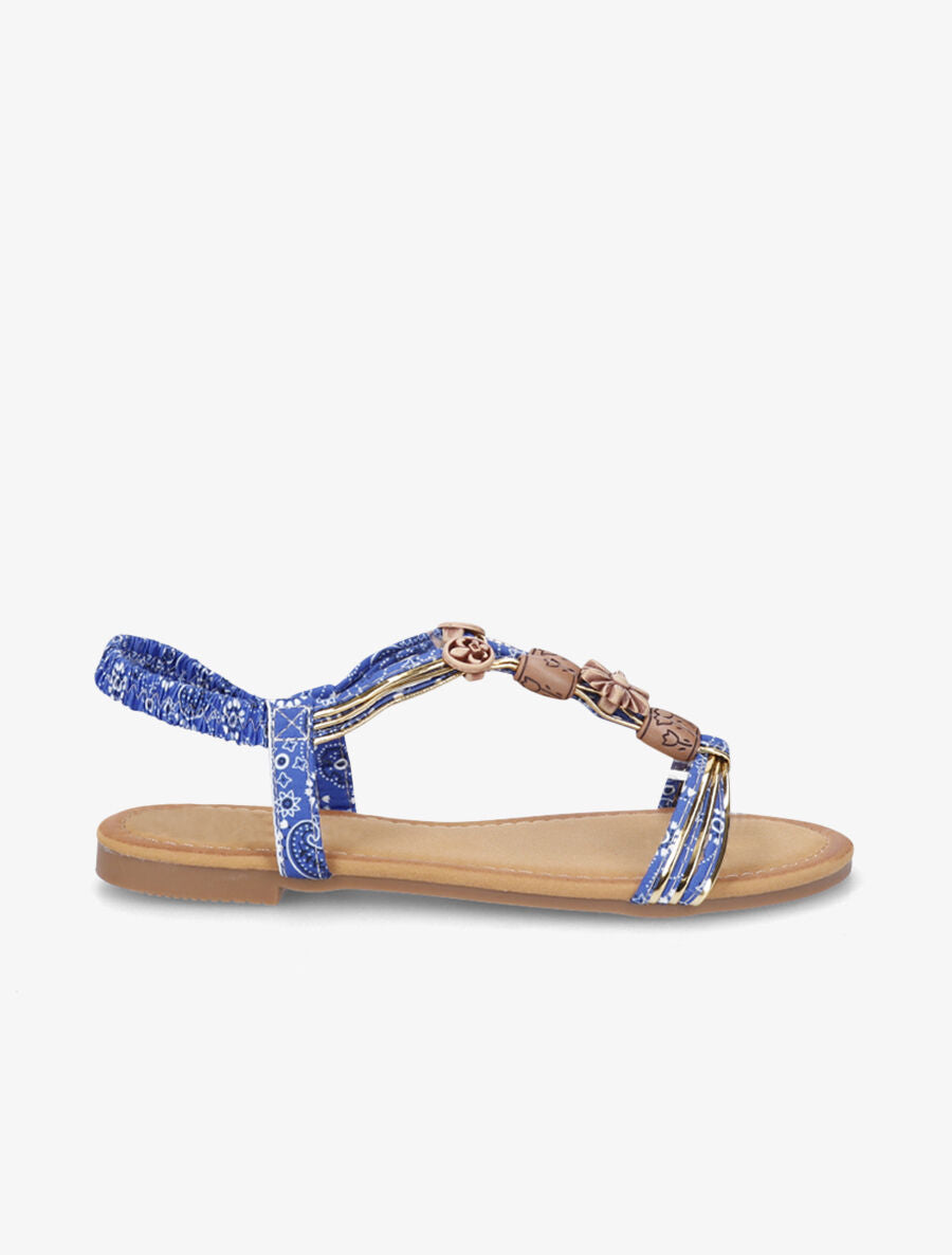 Nu-pieds imprimés et tour de cheville élastiqué - Bleu roi - 1