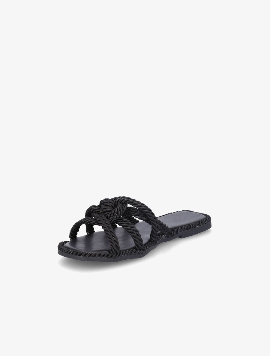 Claquettes plates en cordes - Noir - 3