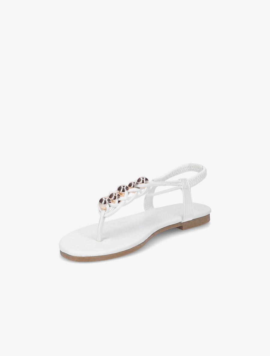 Nu-pieds à contrefort élastiqué et perles - Blanc - 3