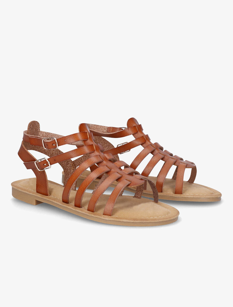 Nu-pieds en simili à multibrides - Camel - 4