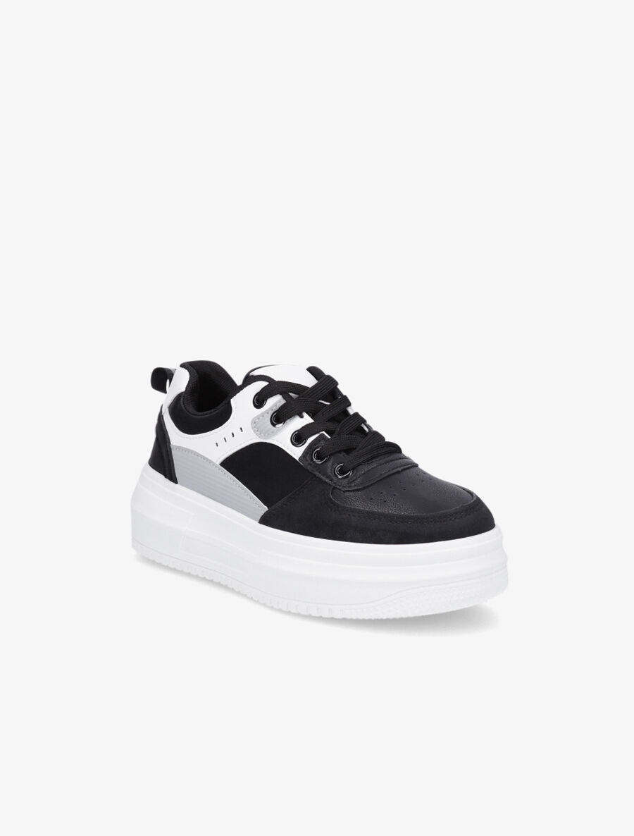 Sneakers en simili à plateforme - Noir - 2