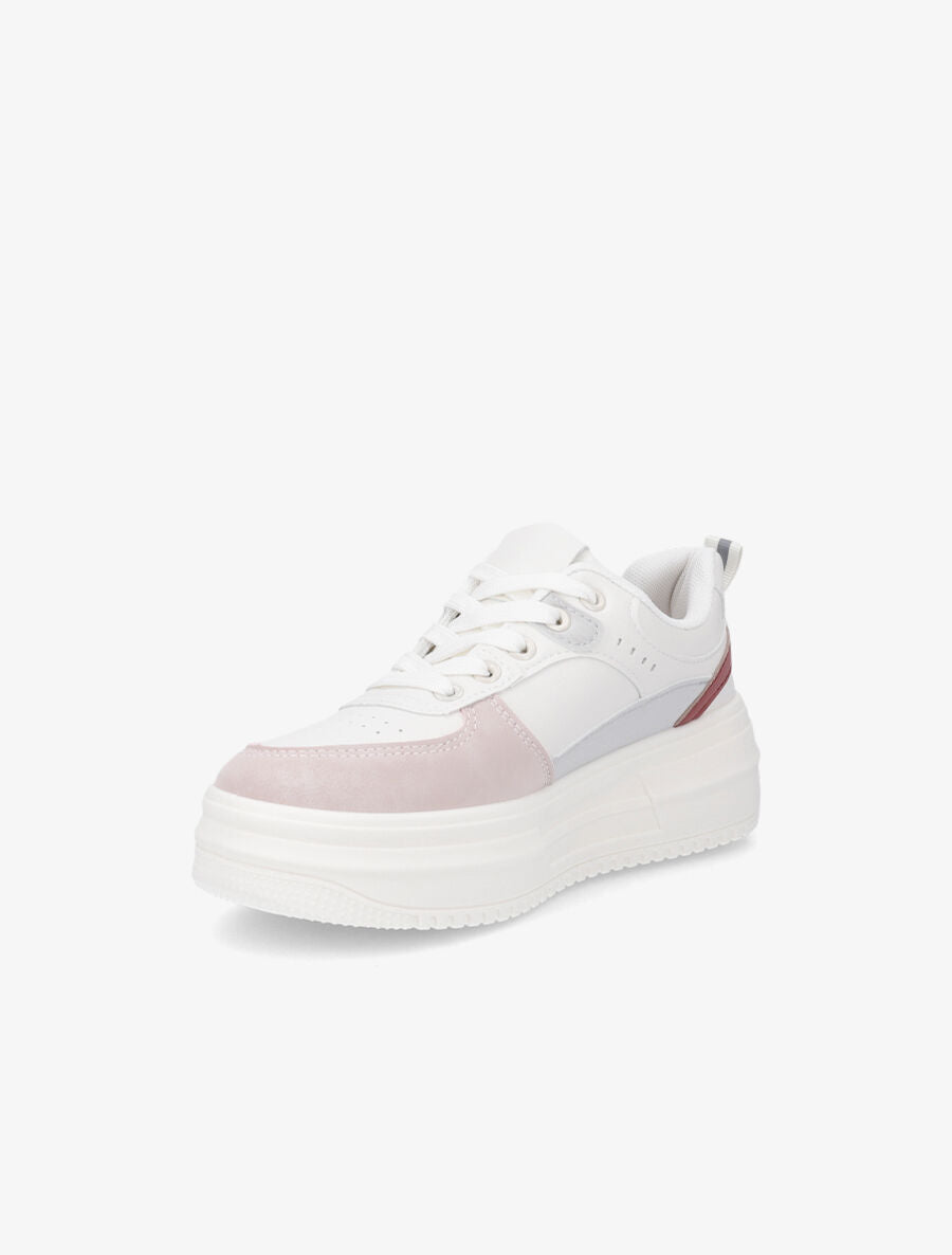 Sneakers en simili à plateforme - Rose - 3