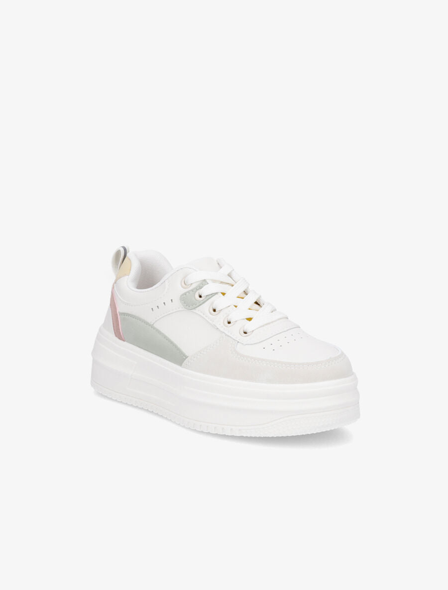 Sneakers en simili à plateforme - Gris - 2