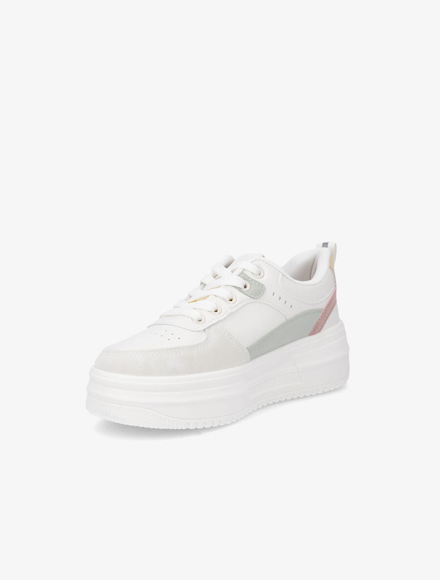 Sneakers en simili à plateforme - Gris - 3