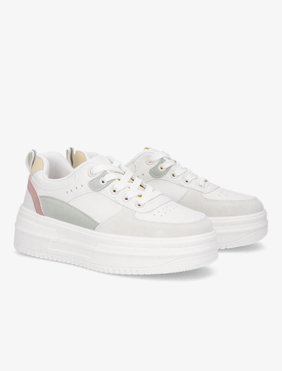 Sneakers en simili à plateforme - Gris - 4