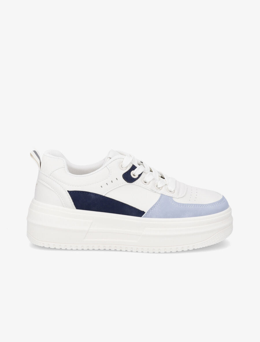 Sneakers en simili à plateforme - Bleu ciel - 1