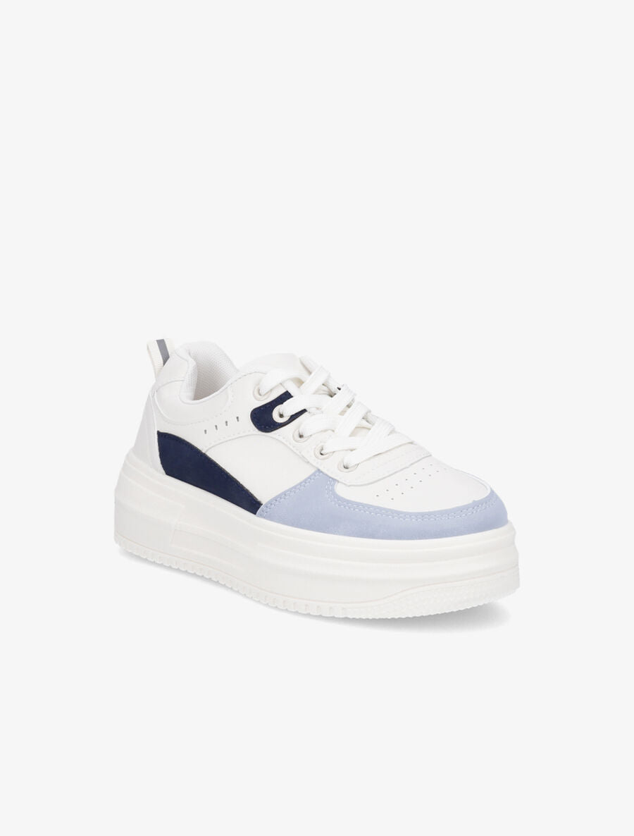 Sneakers en simili à plateforme - Bleu ciel - 2