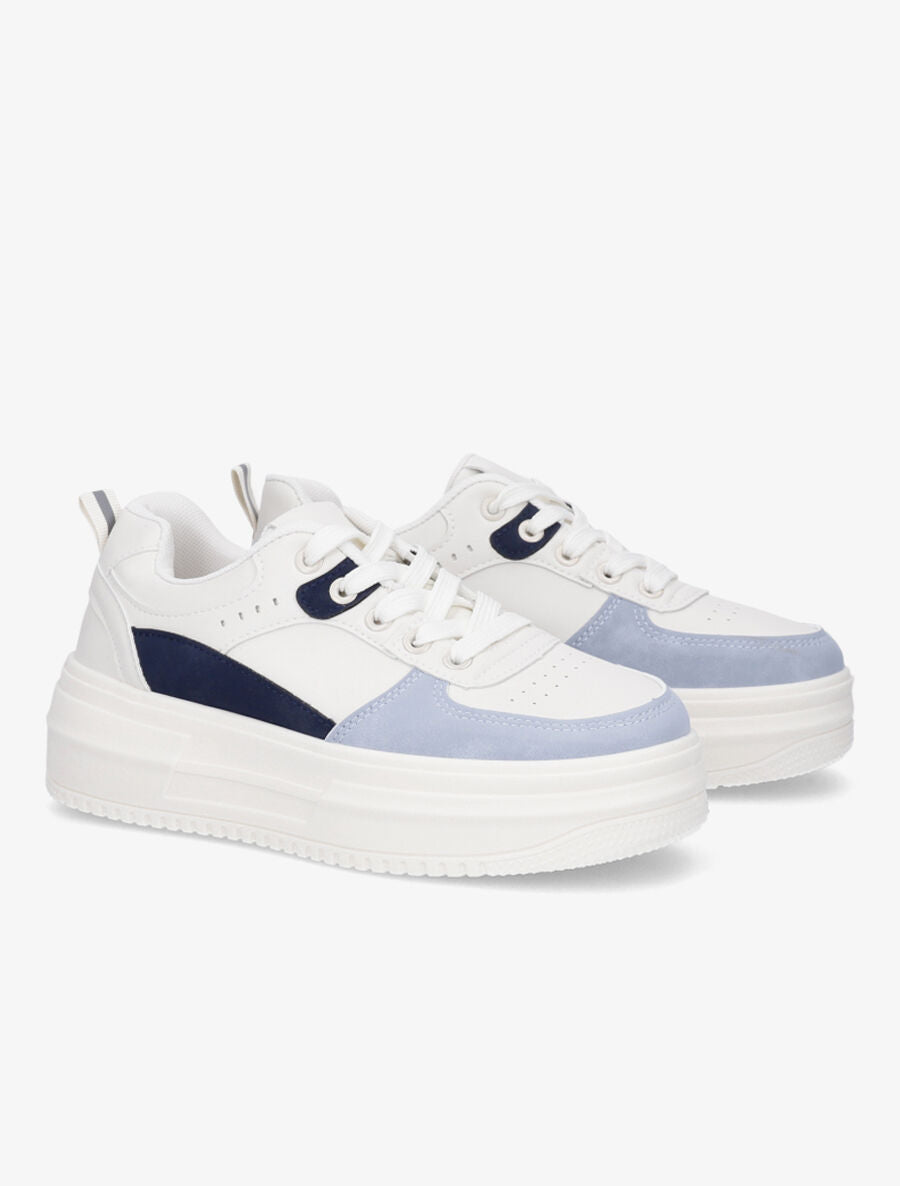 Sneakers en simili à plateforme - Bleu ciel - 4