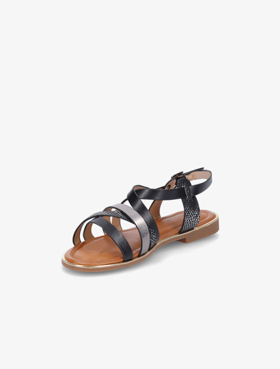 Nu-pieds en simili irisées et python - Noir - 3