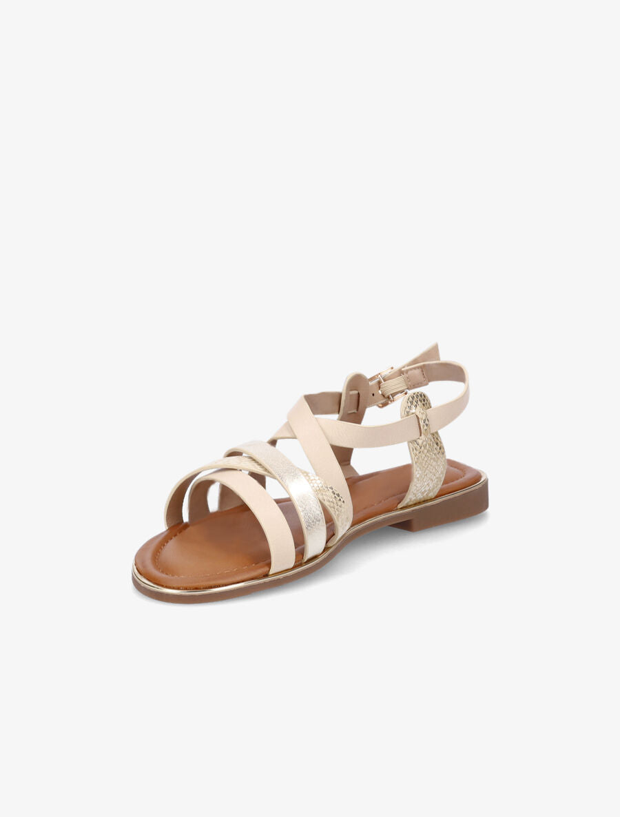 Nu-pieds en simili irisées et python - Beige - 3