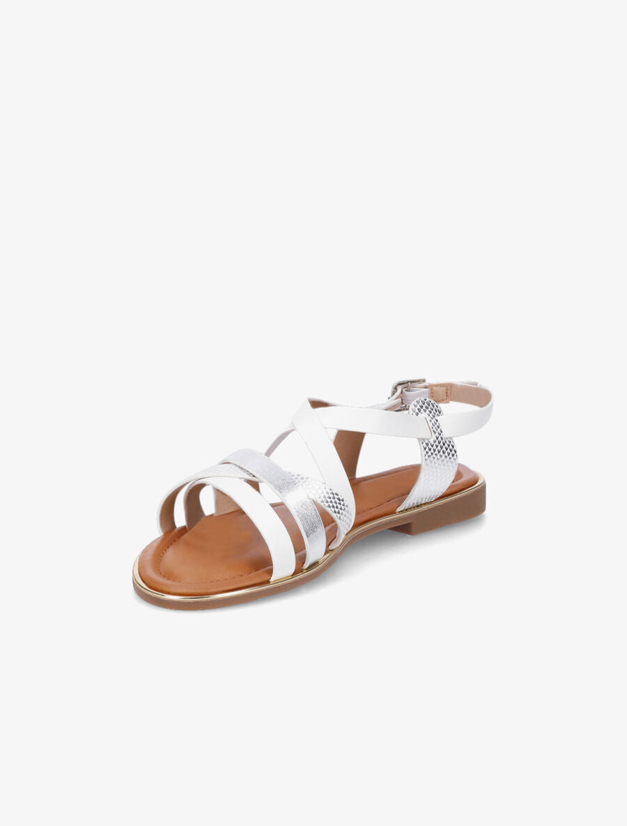 Nu-pieds en simili irisées et python - Blanc - 3