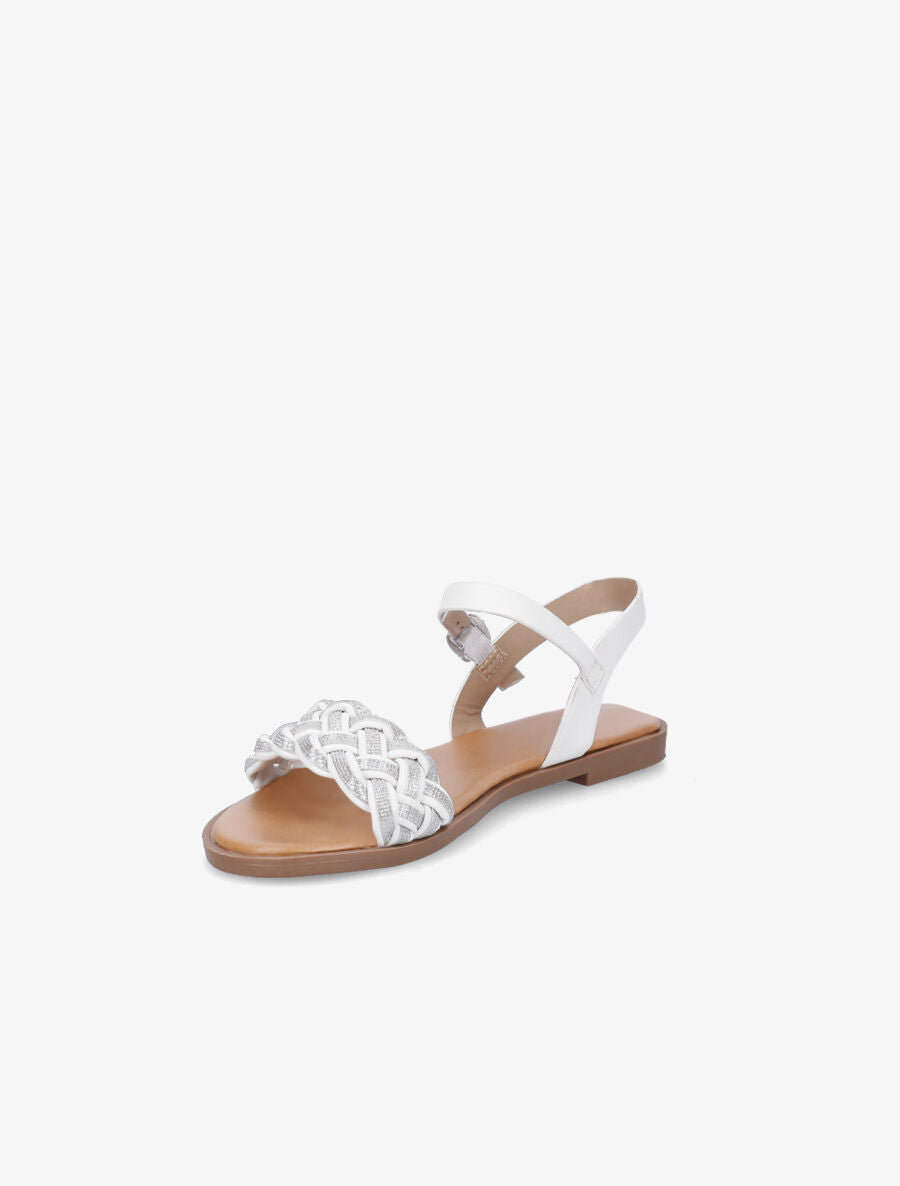Nu-pieds à brides irisées et tressées - Blanc - 3