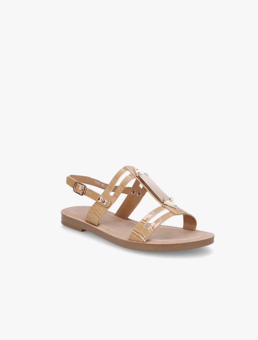 Nu-pieds effet croco - Beige - 2