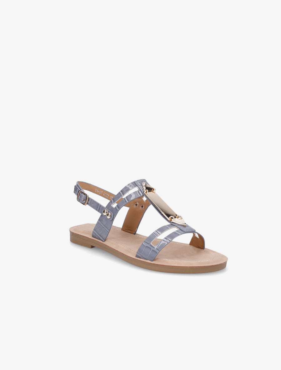 Nu-pieds effet croco - Bleu gris - 2