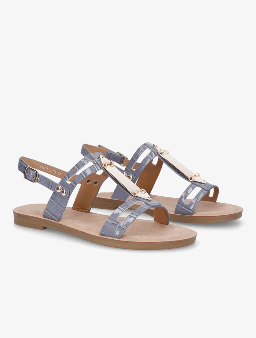 Nu-pieds effet croco - Bleu gris - 4