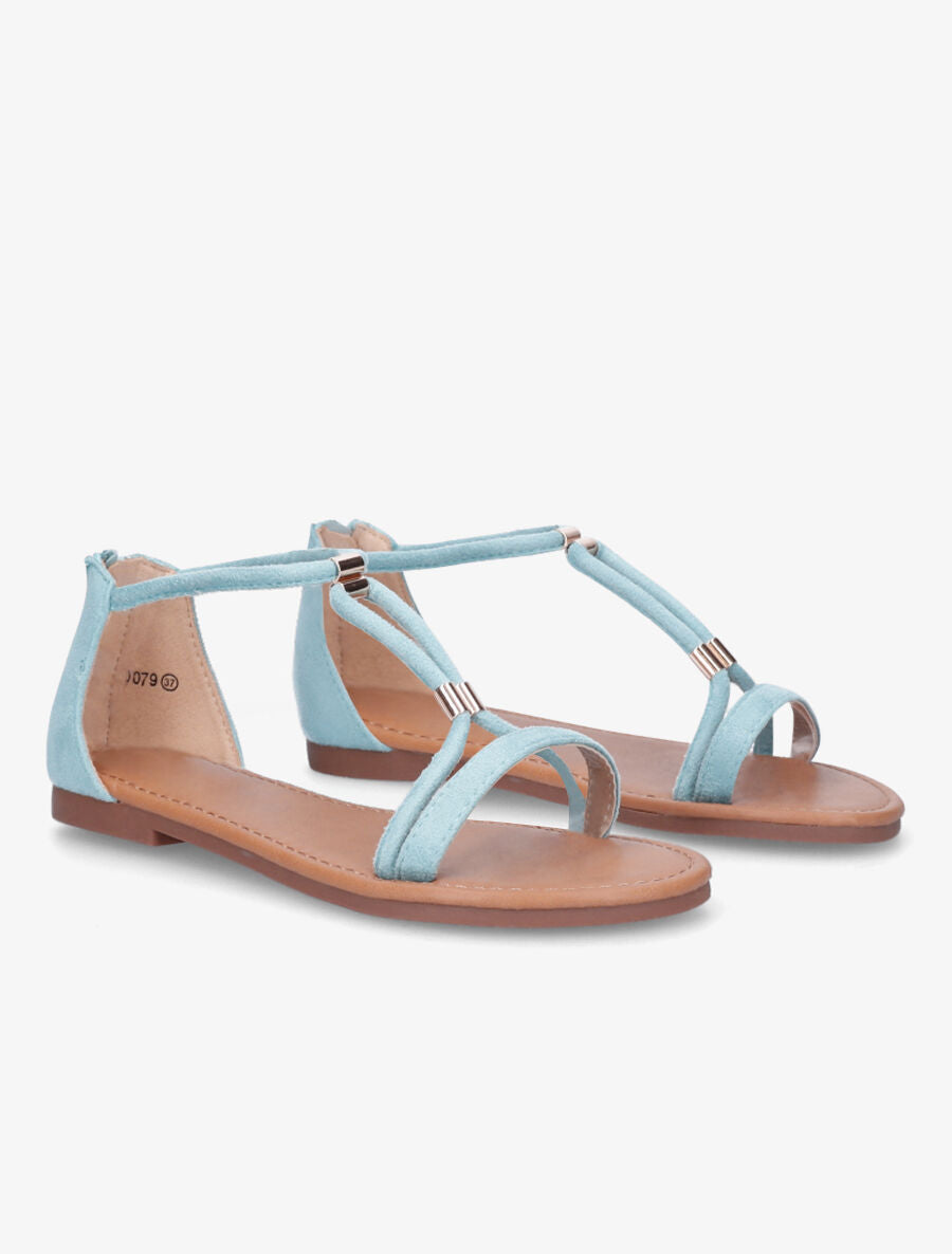 Nu-pieds en suédine - Bleu clair - 4