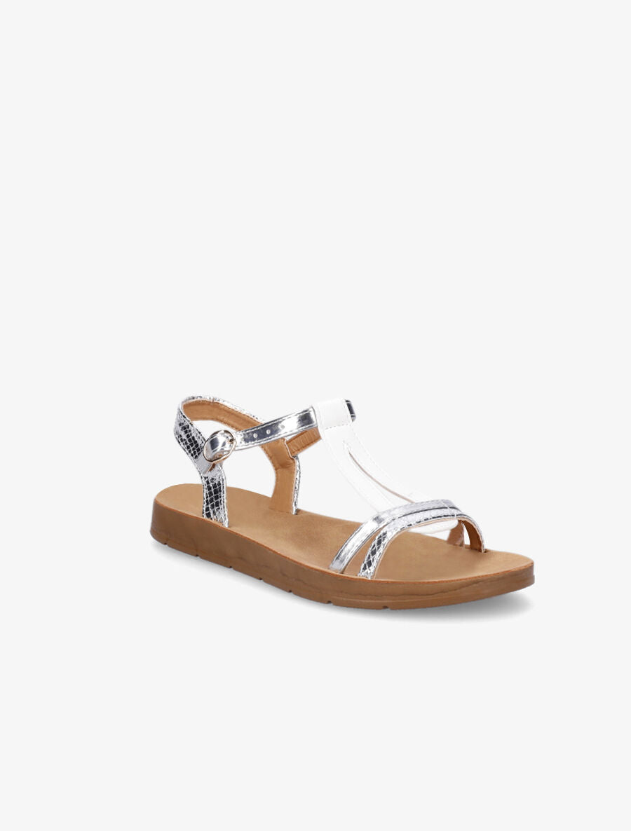 Nu-pieds en simili effet python - Blanc - 2