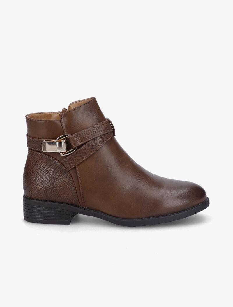 Bottines à bride à boucle clampée - Marron - 2