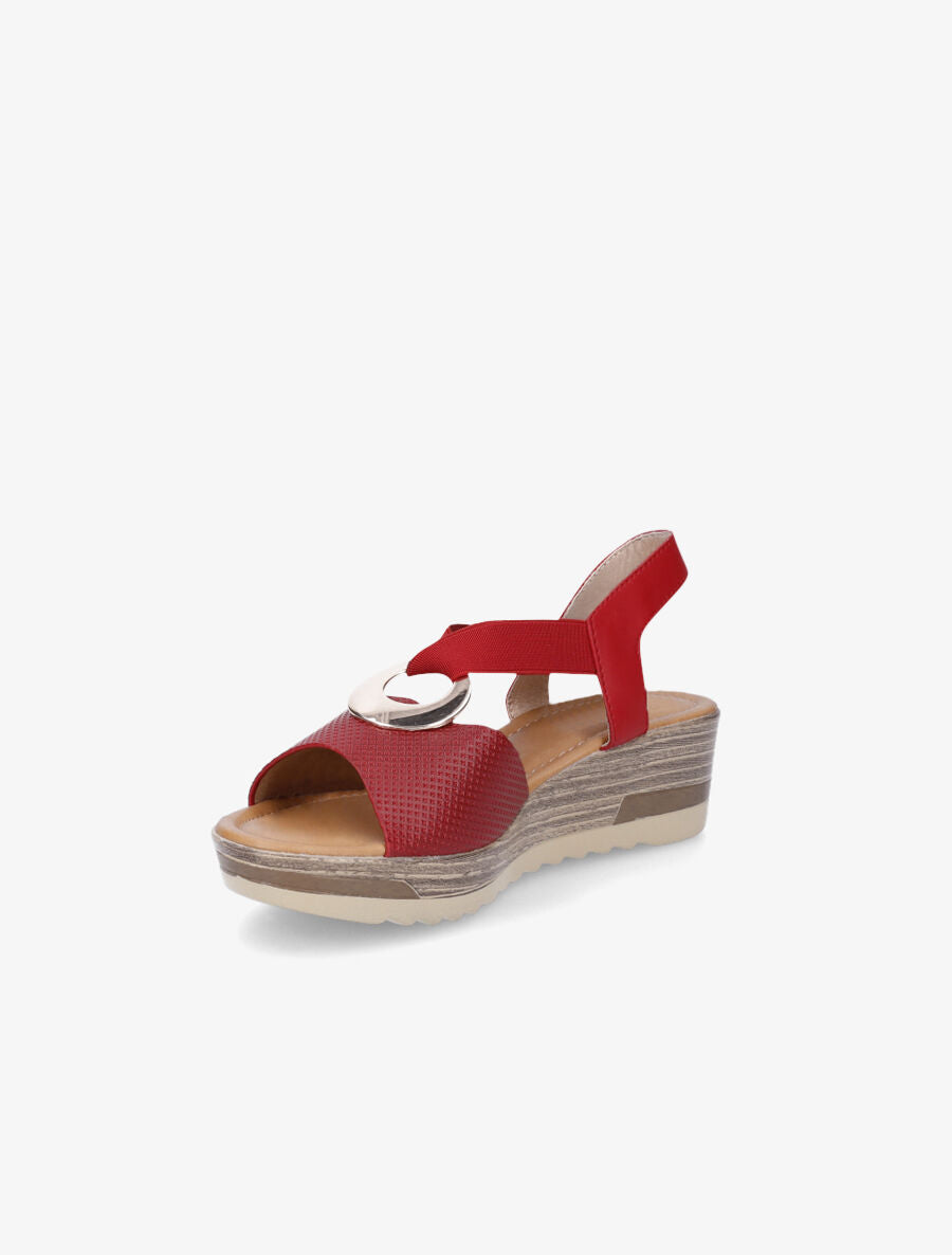 Sandales compensées à brides élastiquées - Rouge - 3