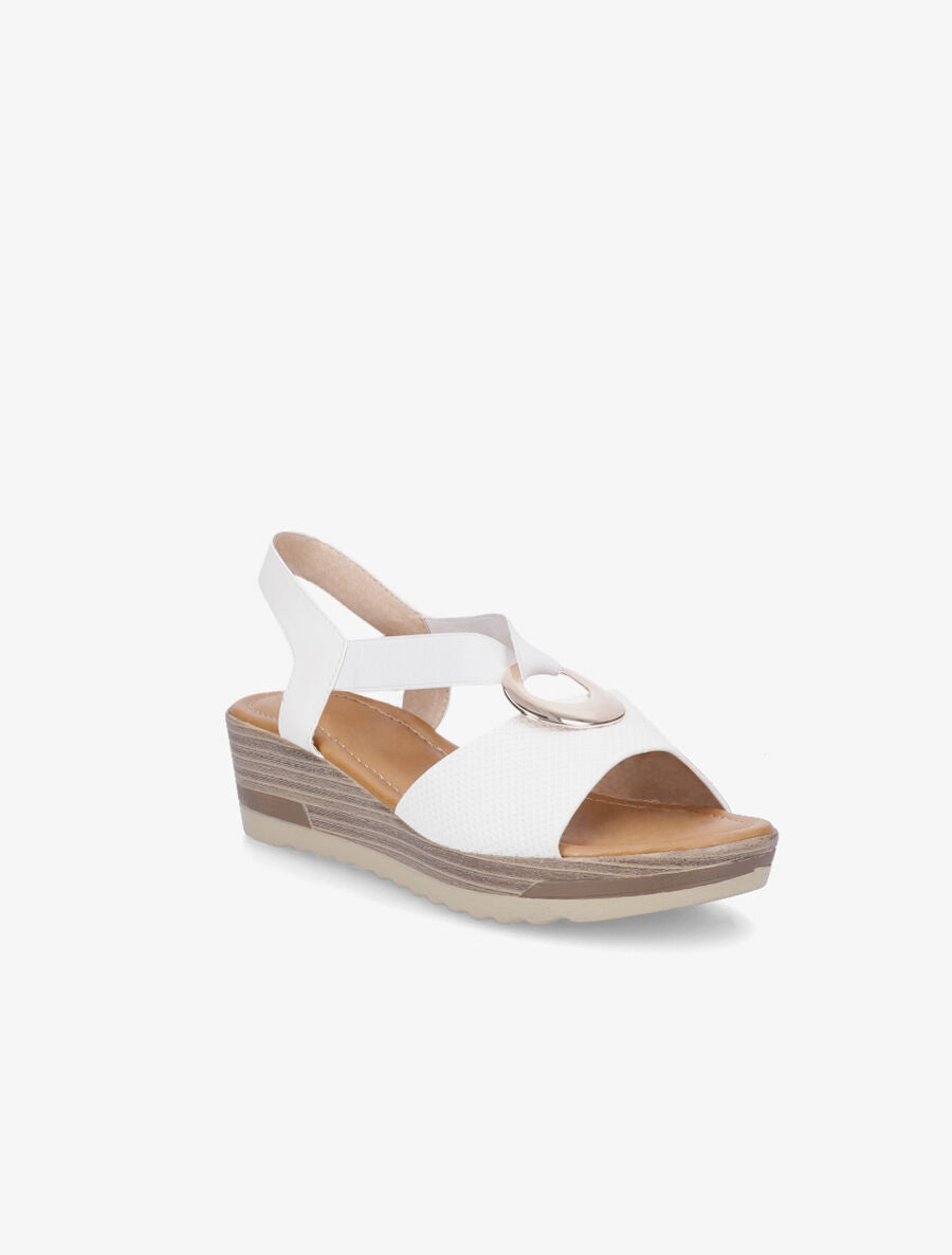 Sandales compensées à brides élastiquées - Blanc - 2