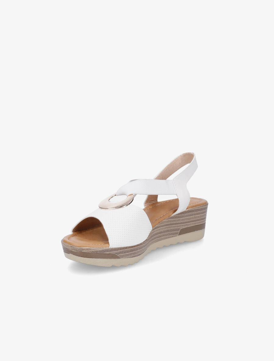Sandales compensées à brides élastiquées - Blanc - 3