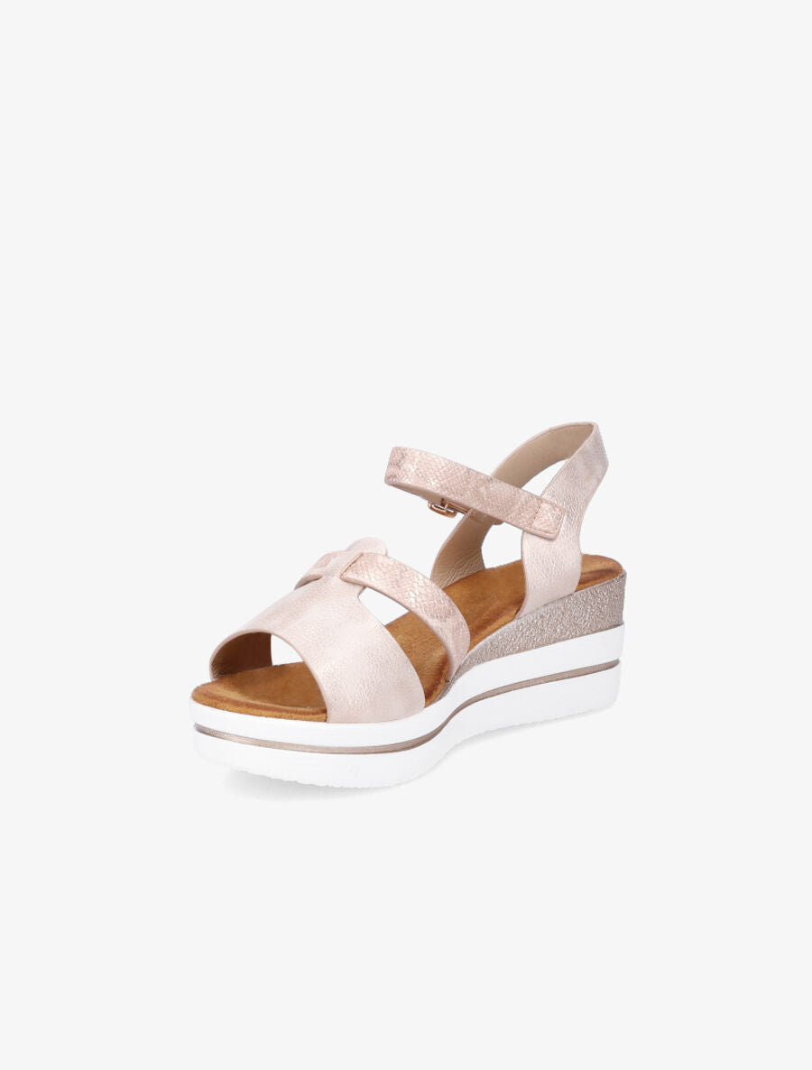 Sandales compensées irisées effet python - Rose gold - 3