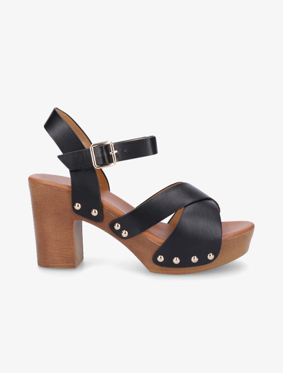 Sandales hautes style sabot - Noir - 1