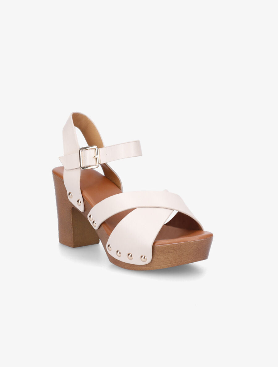 Sandales hautes style sabot - Beige - 2