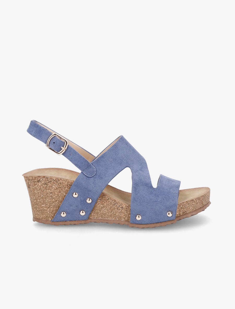 Sandales compensées en suédine - Bleu - 1