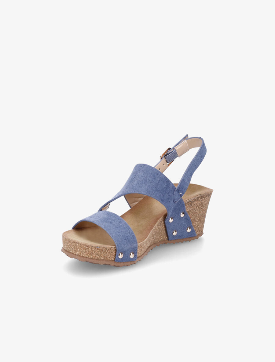 Sandales compensées en suédine - Bleu - 3