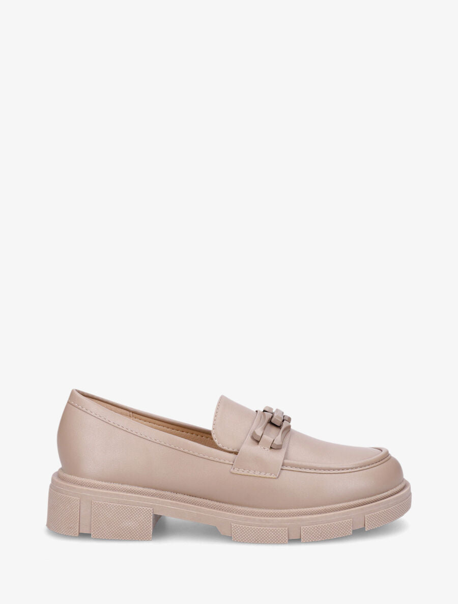 Moccassins à boucle en simili - Taupe - 1