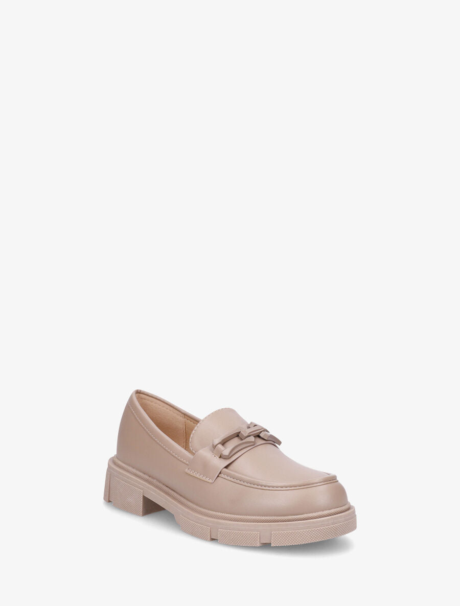 Moccassins à boucle en simili - Taupe - 2