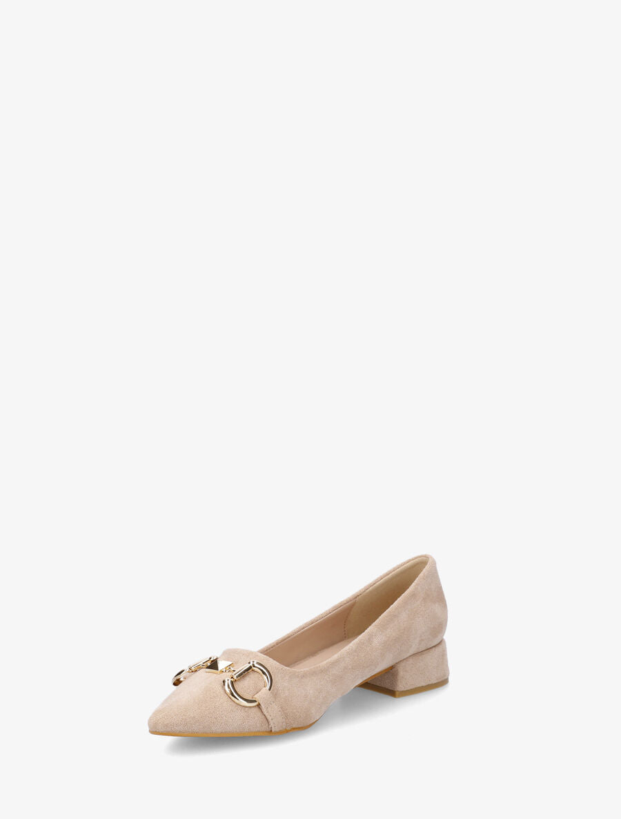 Escarpins suédine à boucle décorative - Beige - 3
