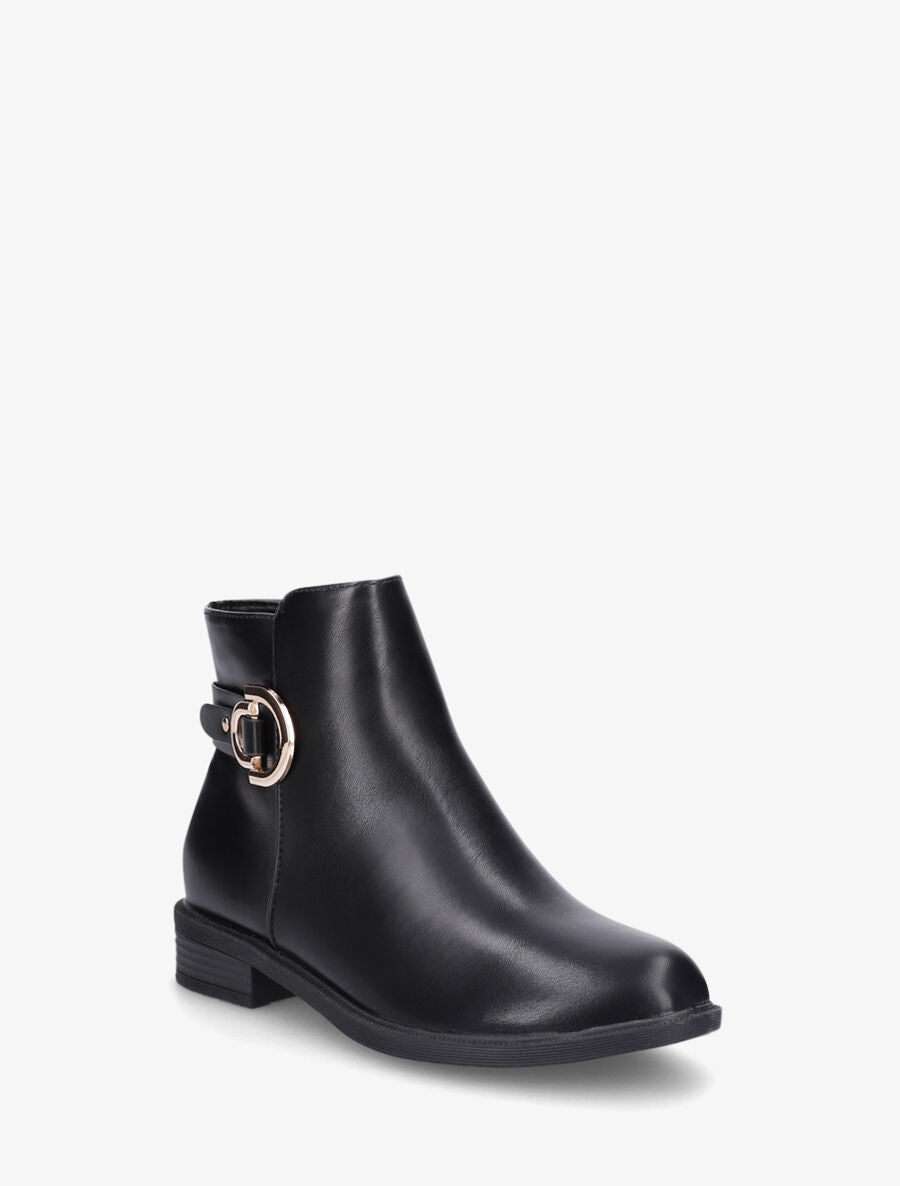 Bottines en simili et sanglées - Noir - 2