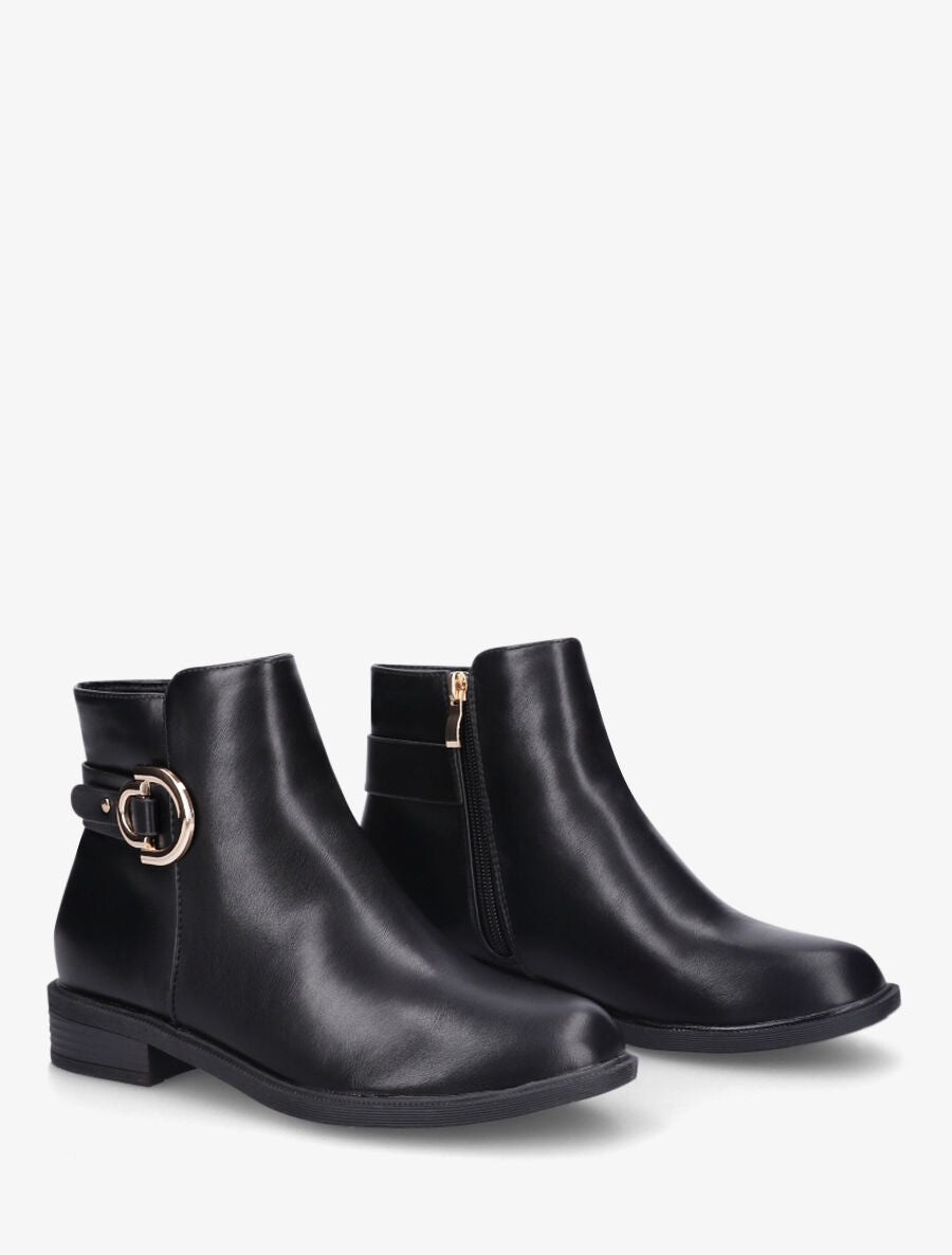 Bottines en simili et sanglées - Noir - 4